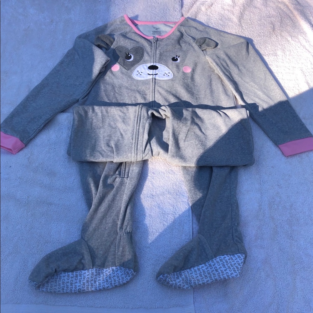 Carters size 12 girls onesie grey pajama. Like new